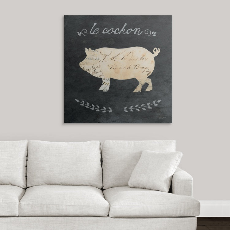 «Walstrand Le Cochon Cameo Square», reproduction d'art graphique Courtney Prahl, H 35 po x l 35 po x P 1,5 po, Toile