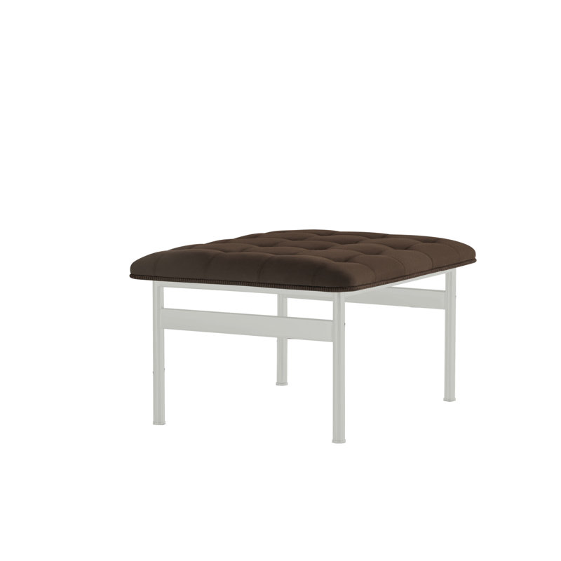 Ottoman, Elan Ivory, Polished Stainless Steel
