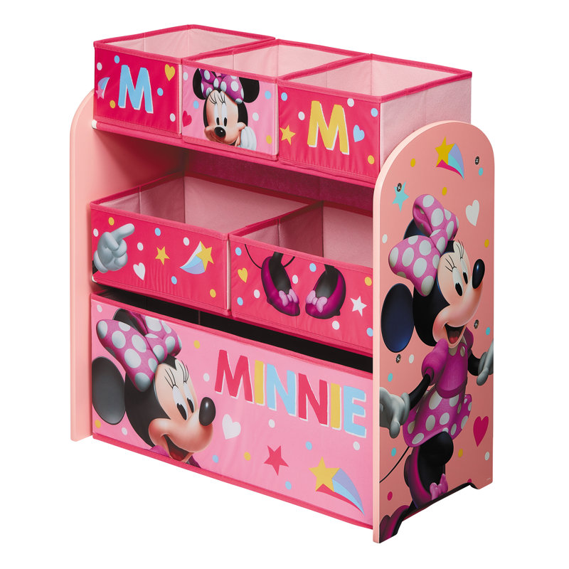 Minnie Mouse  Wooden Toy Organiser with 6 Storage Bins