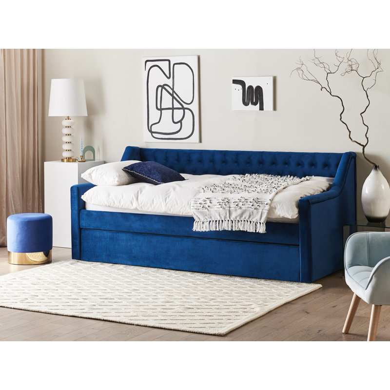 Picidae Upholstered Daybed with Trundle, Blue, Single (3')