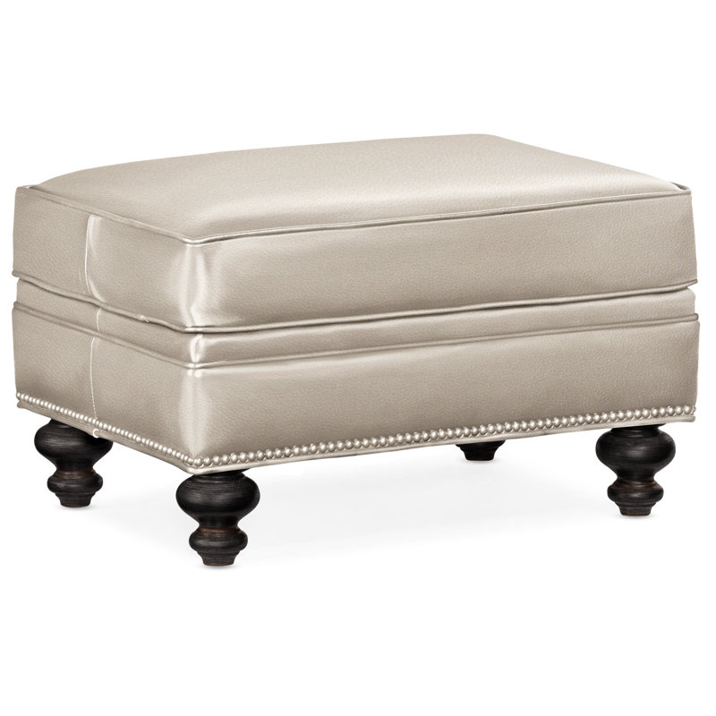 West Ottoman, Anilina Hunter Genuine Leather, Plantation, Pewter