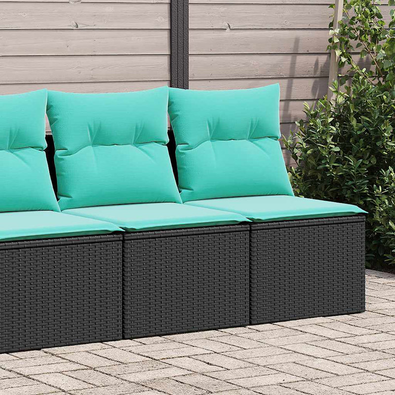 Ebern Designs 2 Piece Patio Sofa Set With Cushions Poly Rattan Acacia, Blue, Black
