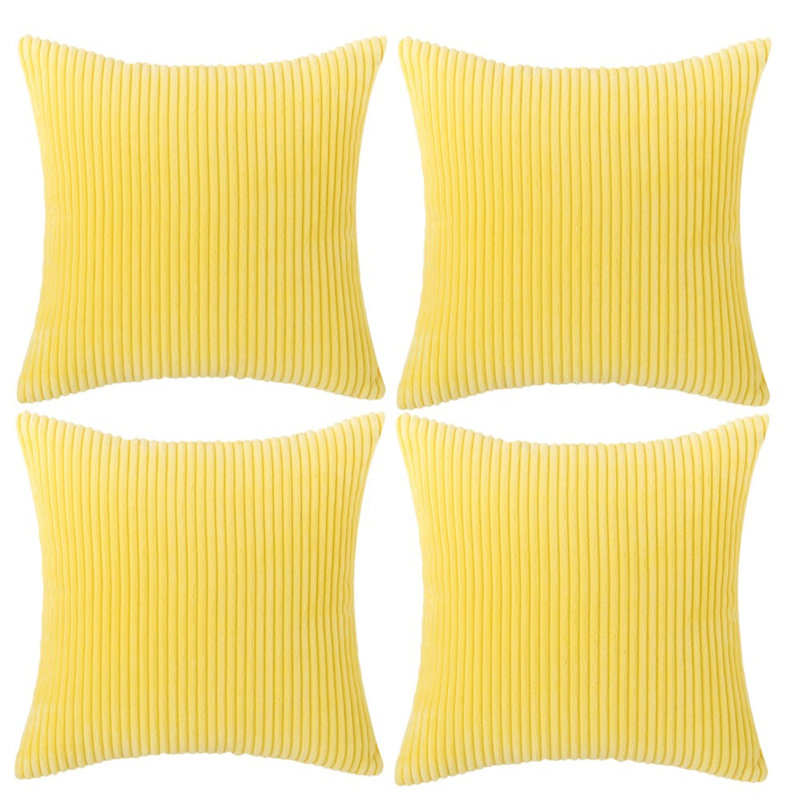 Striped Cotton Blend Reversible Pillow Cover, 20" x 20", Beige