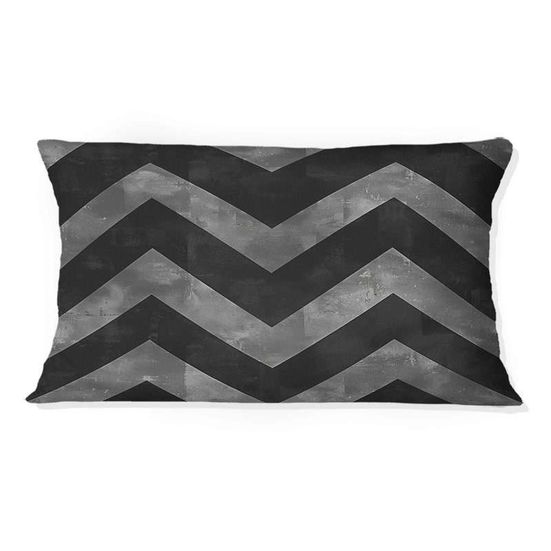 Chevron Flow III - Coussin lombaire à chevrons, Noir, noir, noir, noir