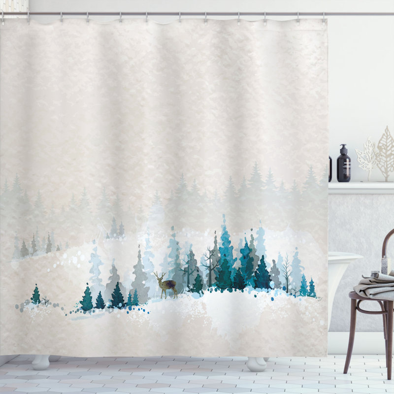Ensemble de rideau de douche + crochets, H 69 po x l 105 po