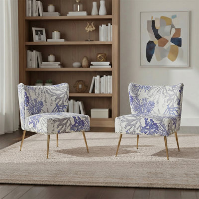 Chaise d'appoint à oreilles florale à motifs floraux (ensemble de 2)