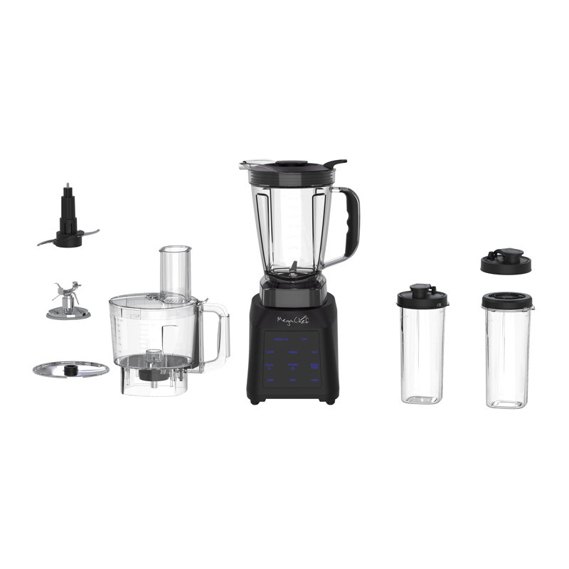 Mélangeur numérique 8 tasses 1400W MegaChef avec robot culinaire 5 tasses et deux combo 24 tasses On-The-Go