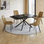 Ensemble de table de salle à manger rétractable en pierre frittée avec pieds croisés en acier au carbone noir (59 à 83 pouces, table + 4 chaises) pour une utilisation multi-scénario, noir-910417637-914508743-910417639
