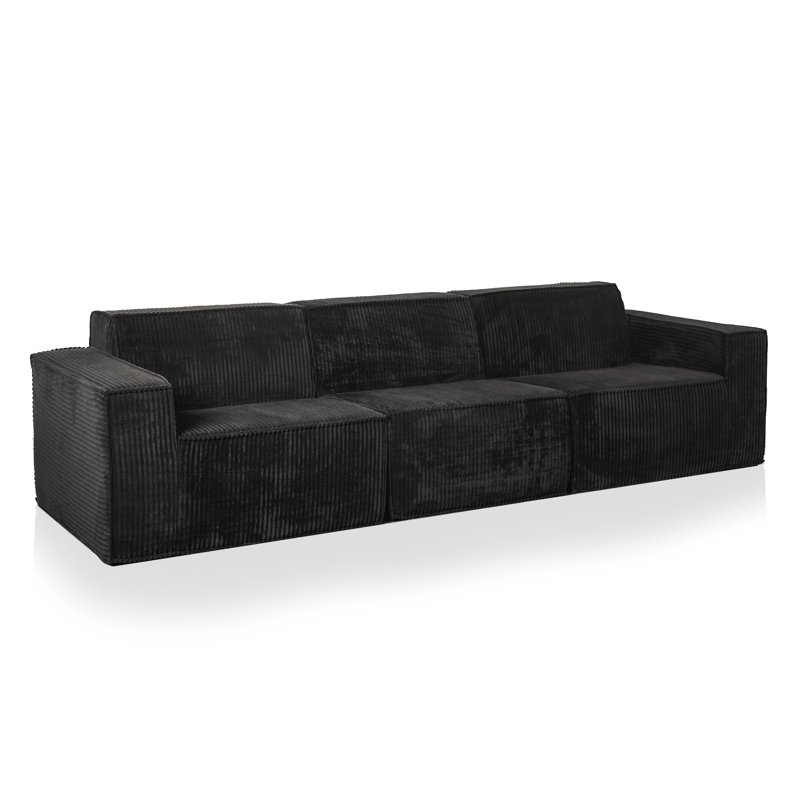 Winkler 112.5" Chenille Modular Sofa With High-Density Foam, Black