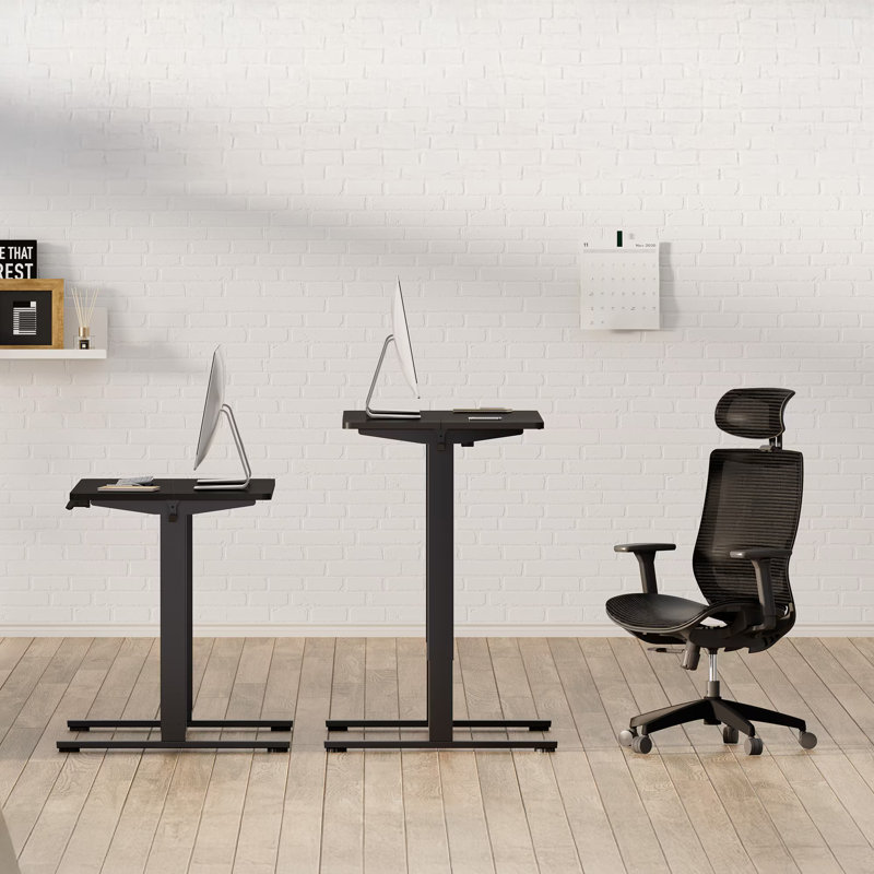 Adjustable Height Steel Standing Desk, 28.7" H x 31.5" W x 19.7" D, Black/Black