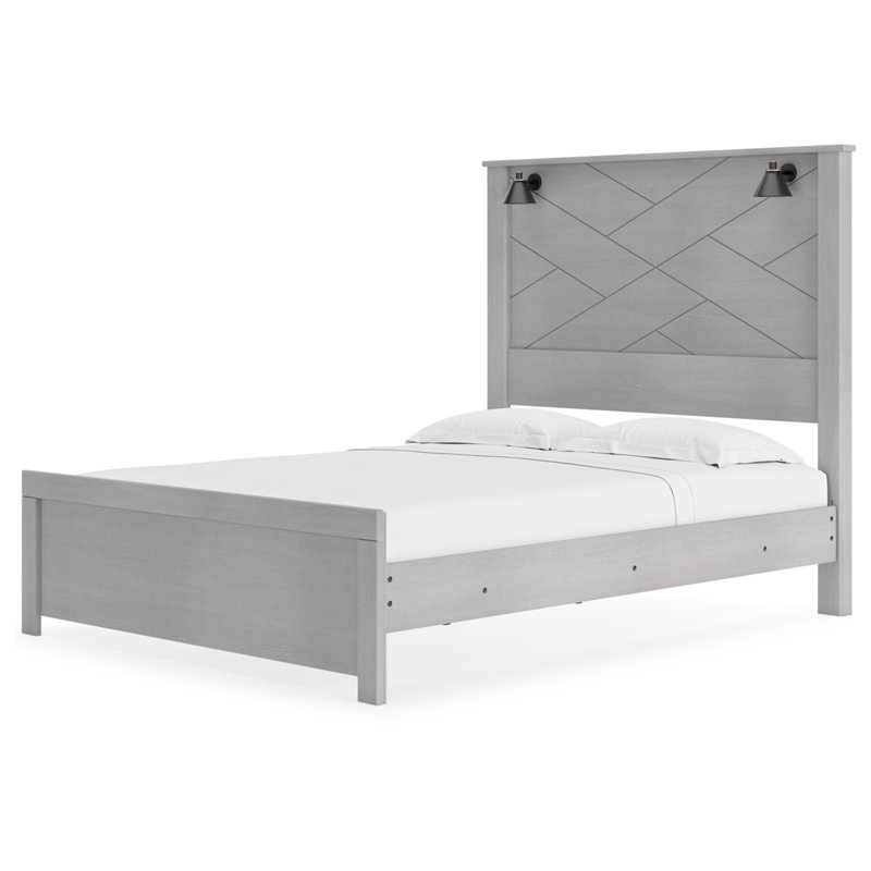Cottonburg Queen Wood Frame Bed with Light Gray Headboard