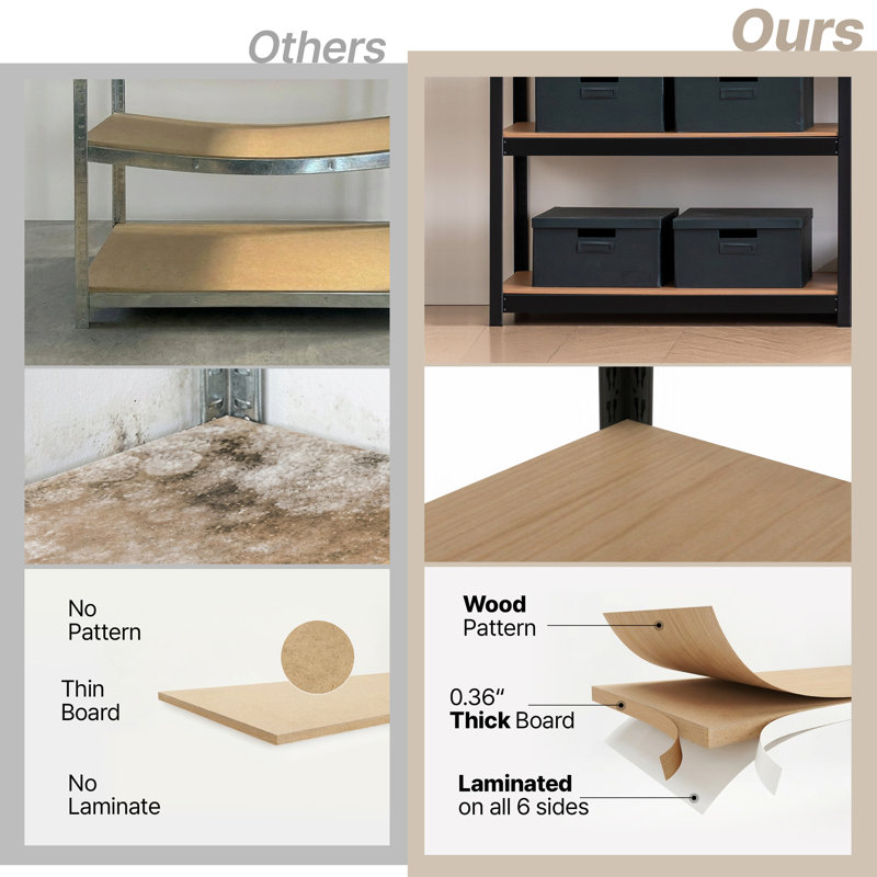  Solution de rangement combinée: ensemble de tablettes robustes de 24 po de largeur et de 48 po de largeur - noir, Noir