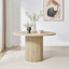 Penny Pillar Round Dining Table Set With 4 Luxury Fabric Dining Chairs - Scratch Resistant Top-107150989-107150990