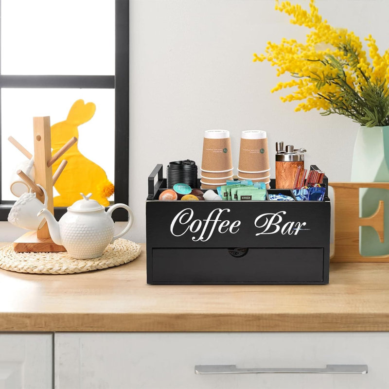 Organisateur de bar à café avec tiroir Farmhouse