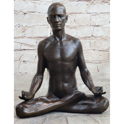 Lotus Pose Yoga Teacher Yogi Hot Cast Bronze Metal Figure Statue Sculpture Figurine 9 Inches X 7 Inches