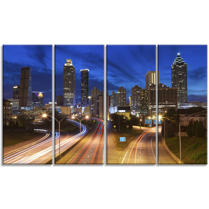 « atlanta horizon twilight blue hour », ensemble de 4 impressions sur toiles tendues