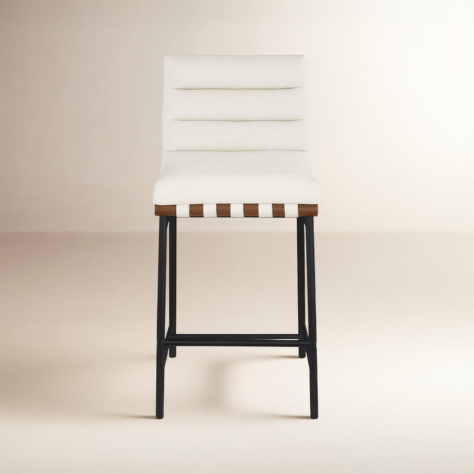 Vincentas Bar Stool, Soft Cream Faux Leather, Counter Stool (26.4" Seat Height)