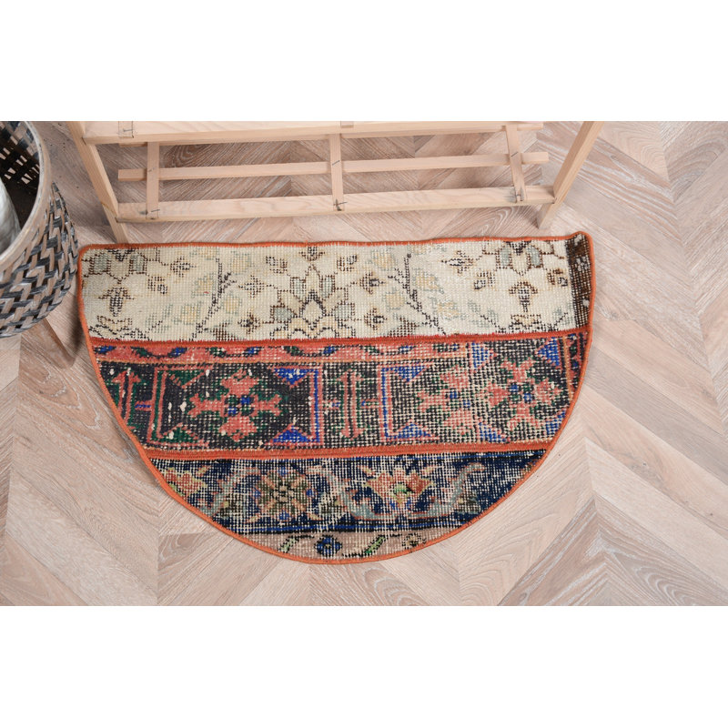 Handmade Vintage Turkish Area Rug with Floral and Geometric Patterns for Unique Home Decor