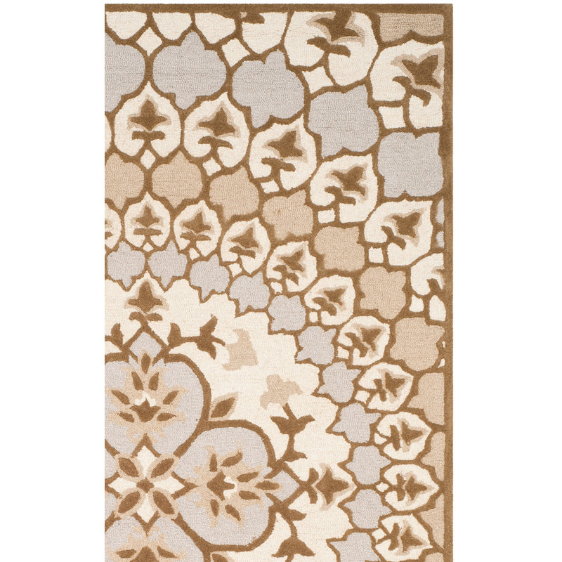 Tapis floral en laine touffeté à la main Miu, Rectangle 5 pi x 8 pi