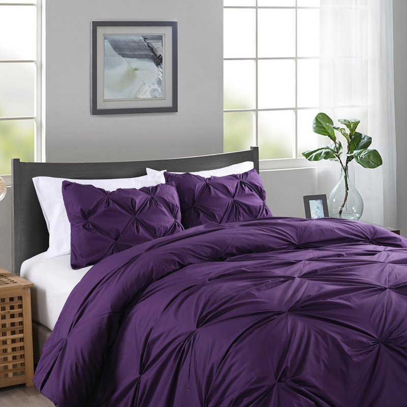  Ensemble de housse de couette Pintuck, Housse de couette simple + 1 taie décorative stan, Gris