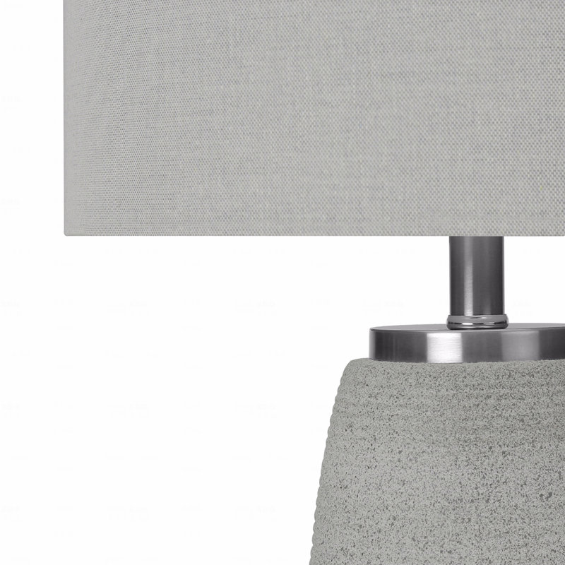 Lampe de table - H 25 po, matériau céramique gris, abat-jour gris
