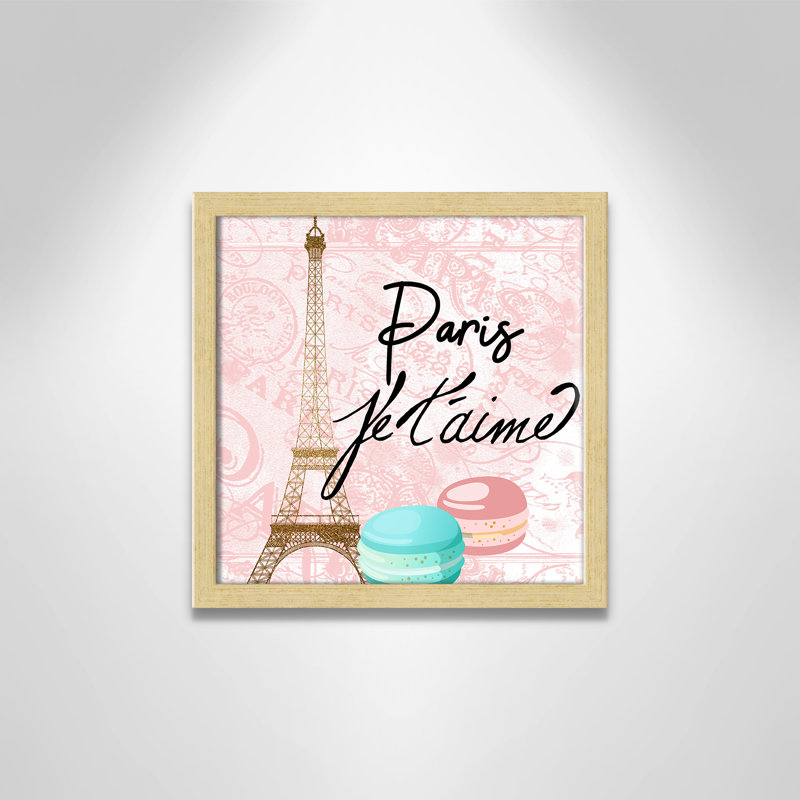 Bonjour paris 1, H 13 po x l 13 po x P 1,19 po, Cadre boîte champagne clair