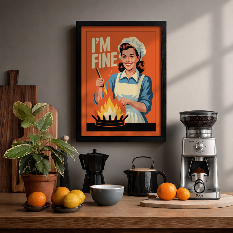 I'm Fine Retro - Framed Print, A3 - 42.0 x 29.7 cm, Black