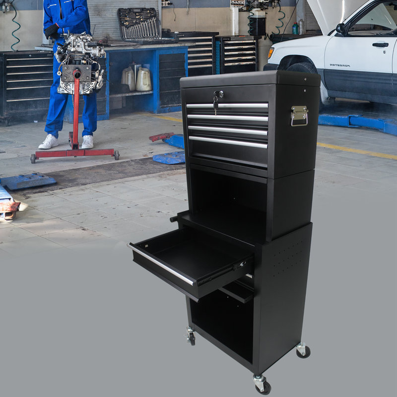 20.87'' W 6 -Drawer Steel Job Site Storage with Wheels, Black