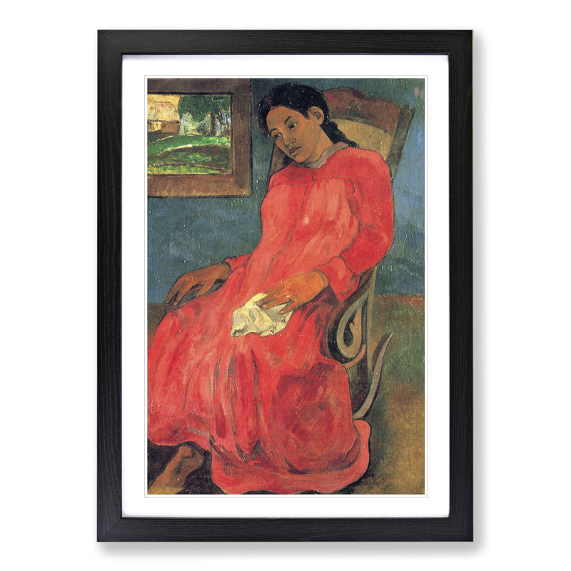 Seated Woman Vol.1 by Paul Gauguin - Picture Frame Painting, 48cm H x 36cm W x 2cm D, Black Framed