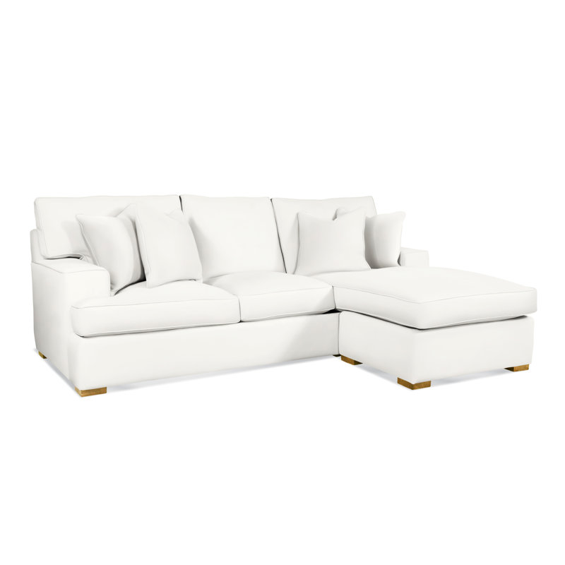 Sadie 97" Wide Reversible Sofa & Chaise with Ottoman, Honey Finish, Elite Ivory; 0321-91