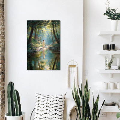  Jesus Spring Canvas Wall Art, Jesus Pictures Canvas Wall Decor, Landscape Painting Prints, Floral Artwork Poster for Living Room Bedroom Christian Religious Gift 12" × 16"
