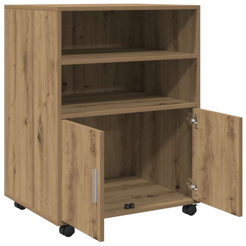 Rolling Cabinet Engineered Wood, Artisian Oak