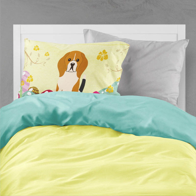 Taie d’oreiller œufs de pâques, Beagle tricolore