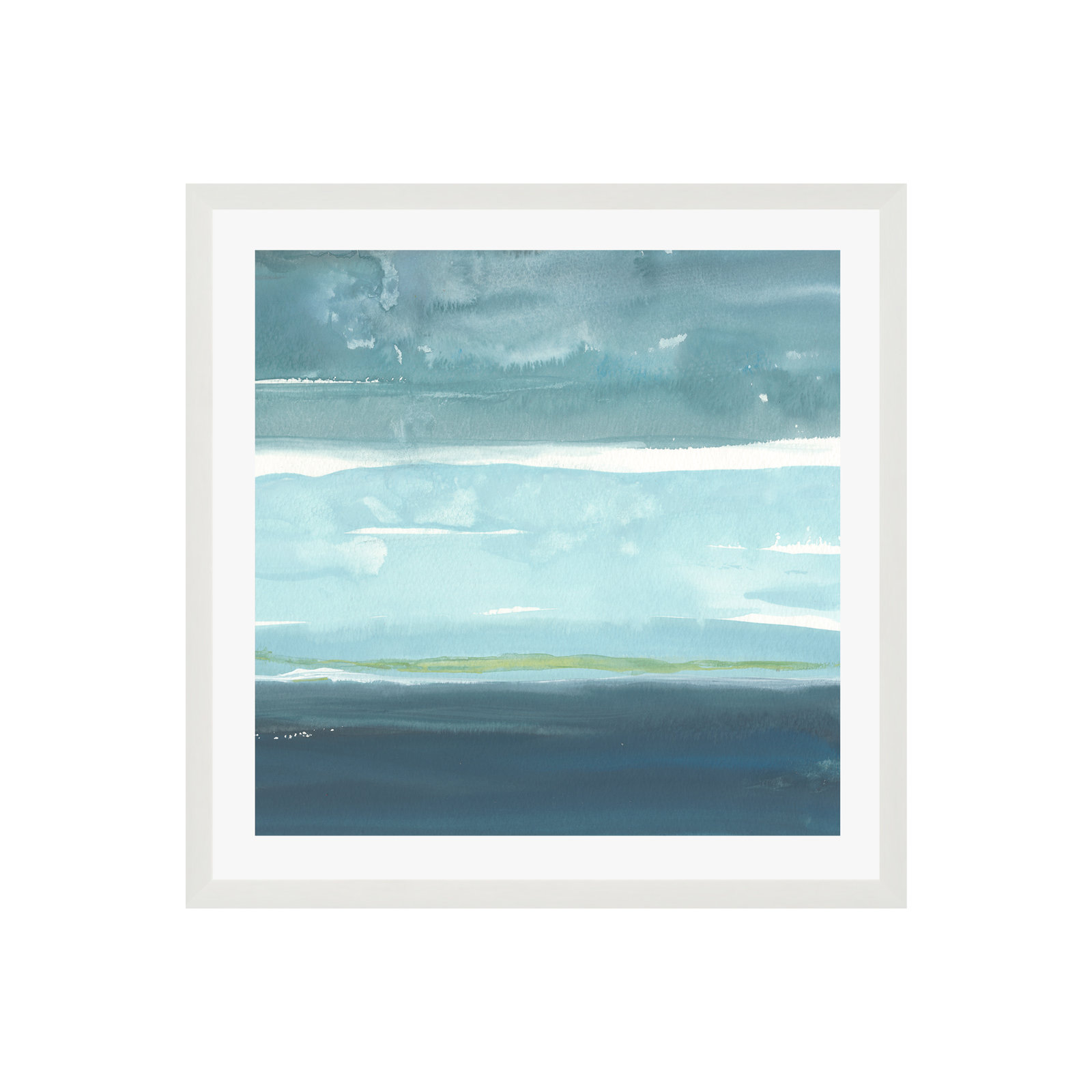 Teal Horizon II by Rob Delamater, White, 30"H x 30"W