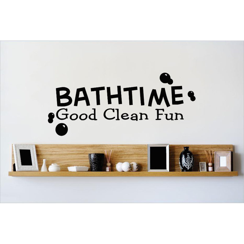 Décalcomanie murale amusante bathtime good clean, H 8 po x l 20 po x P 0,16 po, Jaune