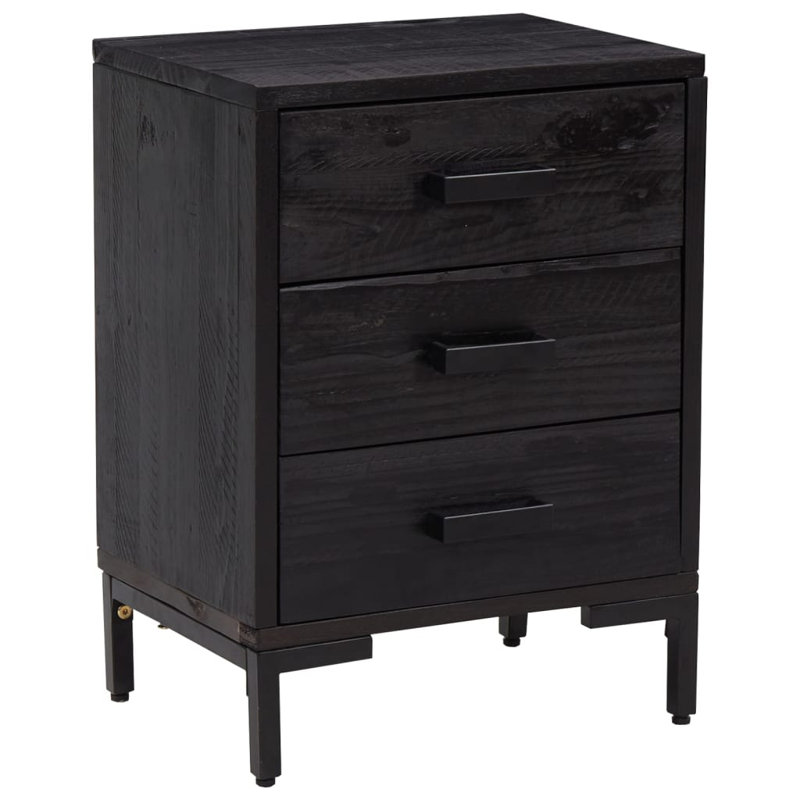 Audina 11.8'' W Solid Wood Nightstand, Black, Individual