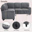 Canapé-lit modulaire en L avec lit escamotable et rangement, canapé-lit 5 places avec chargement USB, conception convertible pour salon, appartement, tissu en velours côtelé-332255509