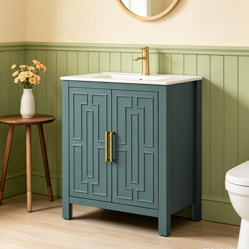 30'' Green Modern Freestanding Single Bathroom Vaniy Set, Blue