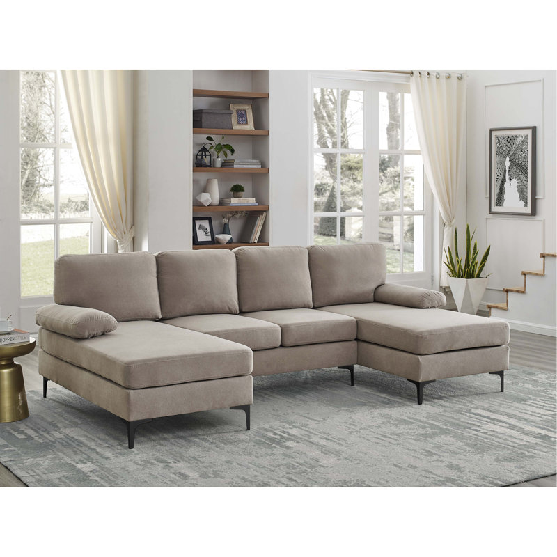 Canapé modulaire en U rembourré de polyester avec pieds en métal