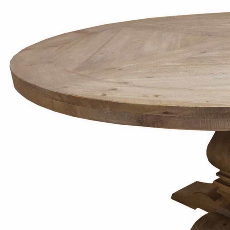 Round Solid Wood Top Dining Table