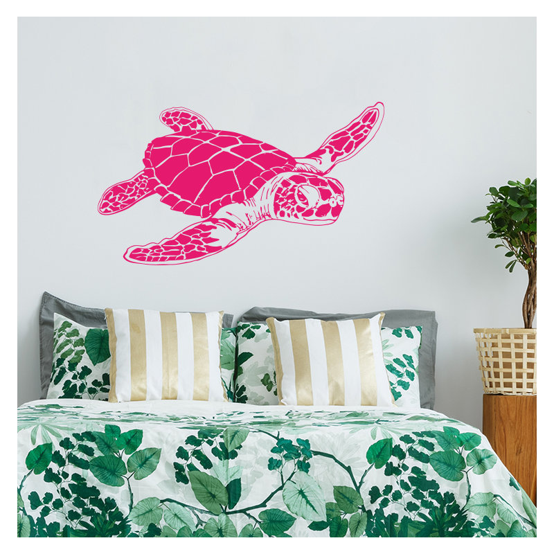 Décalcomanie murale tortue de mer, Rose vif