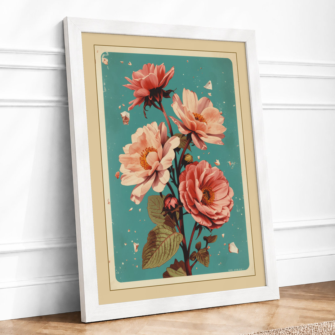 Three Roses in Bloom Botanical Framed Art Print