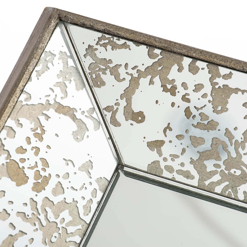 Miroir argent antique avec accents floraux, H 12 po x l 20 po