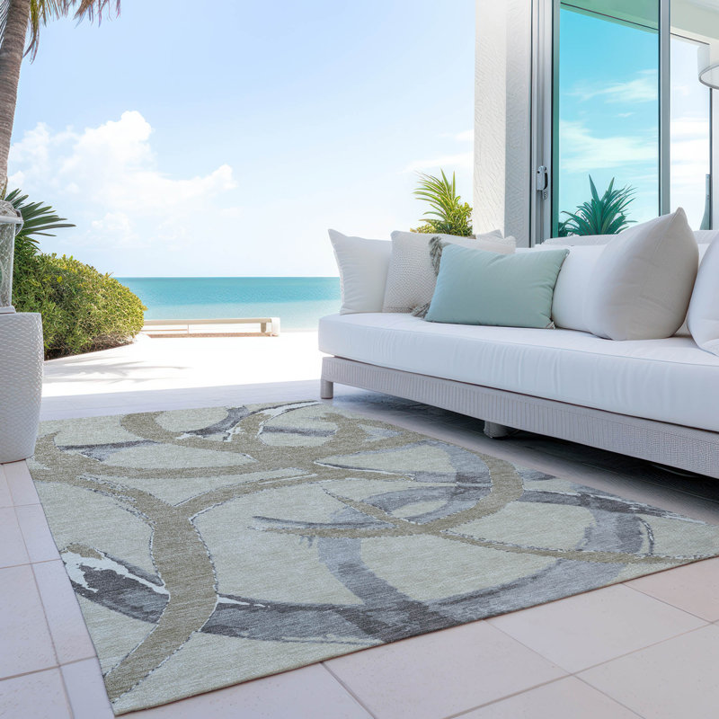  Machine Washable Indoor/Outdoor Chayden ACN1022 Beige Rug, Rectangle 5' x 7'6"