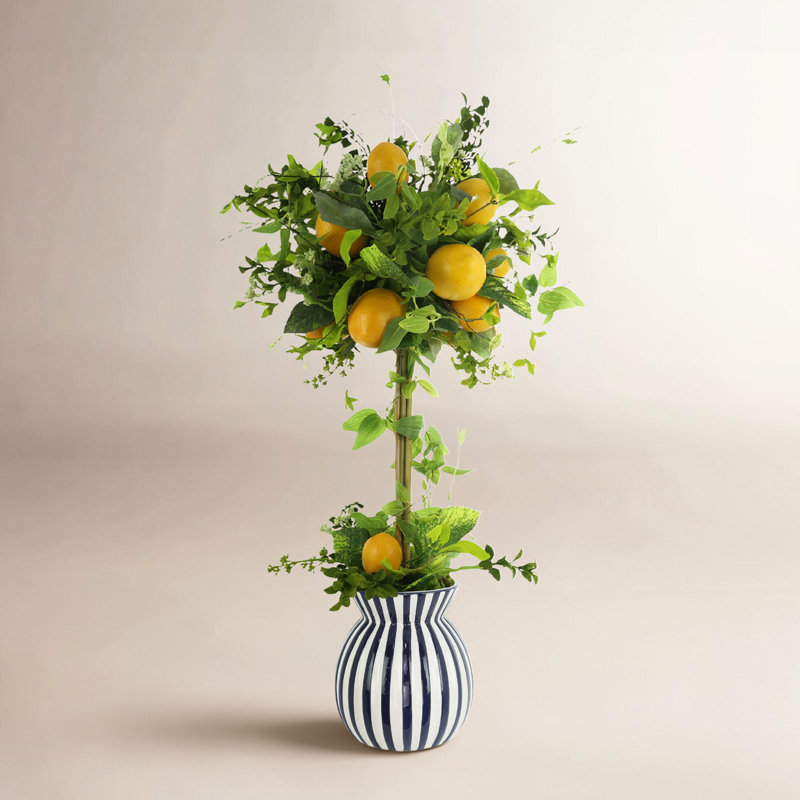 Lemon and Vine Topiary in Decorative Ceramic Vase