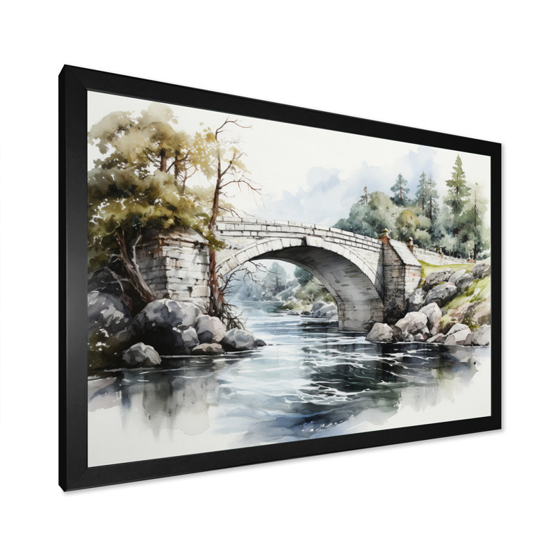 Pont beige Mackerley - reproduction sur toile, Cadre simple noir, H 30 po x l 40 po x P 1,5 po