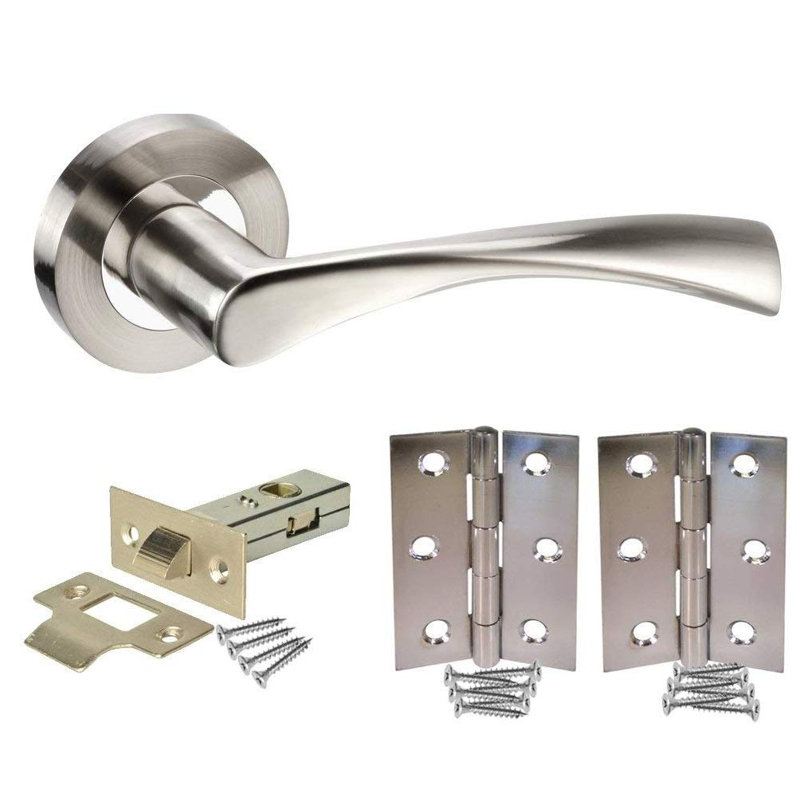  6 Sets Twist Astrid Style Modern Door Handles on Round Rose in Dual Finish with Latch