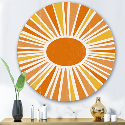 Rayons de soleil orange minimaliste lumineux et brillant I - art mural moderne en métal