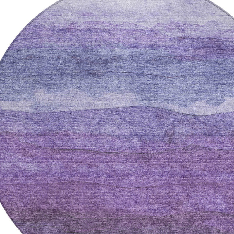 Tapis d'intérieur rond lavable abstrait mauve et lavande 8 pi