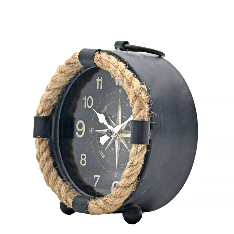 Horloge de table en corde inspirée d'une boussole